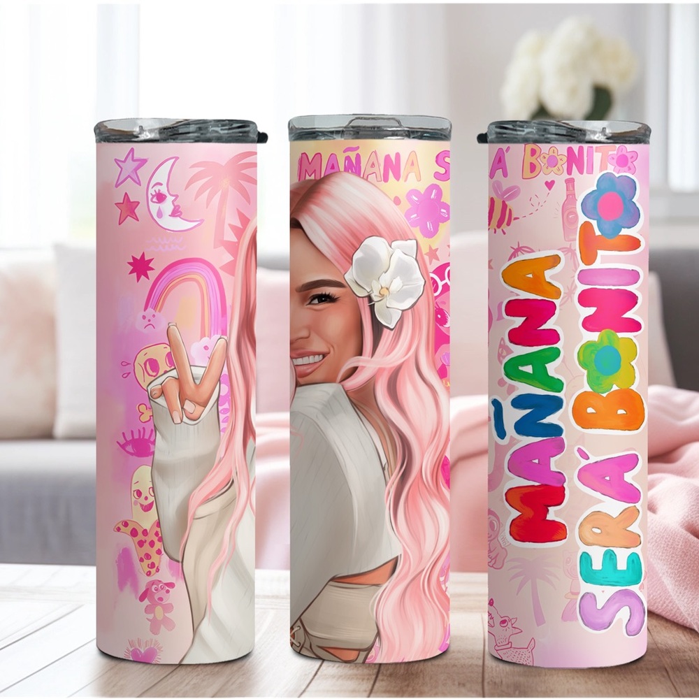 20oz karol G/ mañana sera bonito/pink tumblers